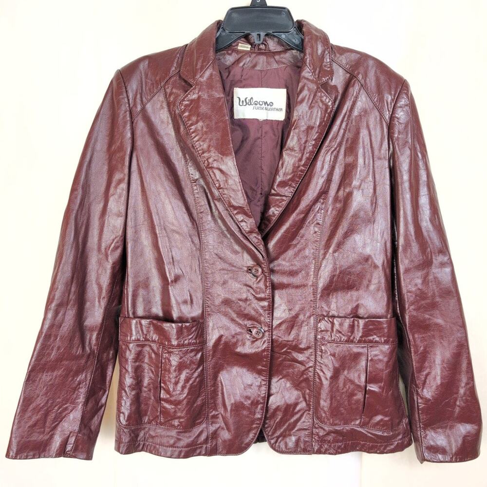 Vintage Wilsons Leather burgandy blazer jacket Size 38R Retro Classic Luxe